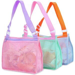 Beach Toy Mesh Beach Bag Kids Shell Collecting Bag Beach Sand Toy Seashell Bag